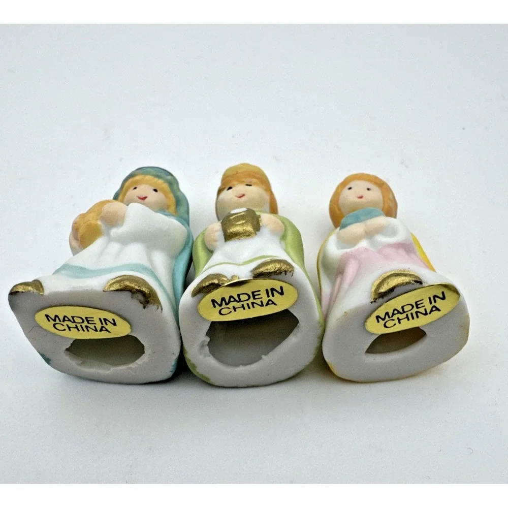 Vintage Pottery Ceramic‎ Mini Nativity Set Holy Family Figures 9 Pcs